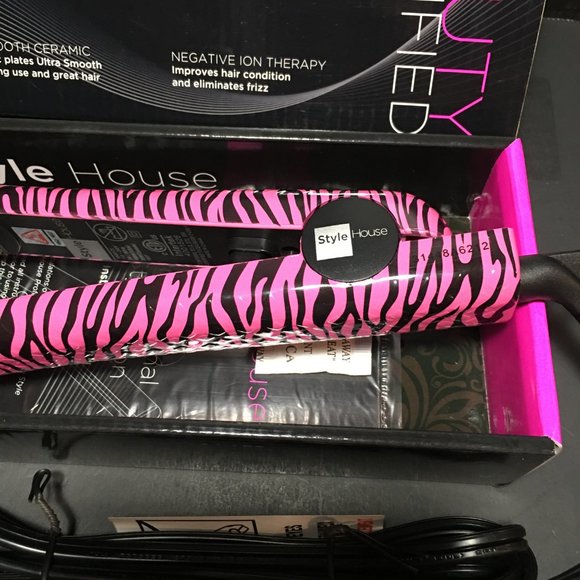 Style House pink and black Zebra Professional Styling Iron.   NIB - Picture 2 of 14